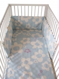 Baby-Nest blume blau, Baumwolle, natur auf blau