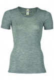 Engel Damen-Hemd kurzarm, 70% Bio-Wolle (kbT) und Seide, hellgrau